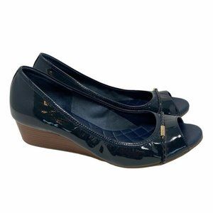 Cole Haan Womens Wedge Pump Shoes Blue Leather 9